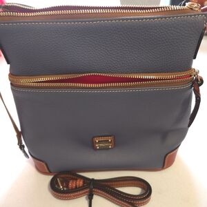 Dooney & Bourke Crossbody Bag Blue Brown Structured Design. NWOT. Never Used.